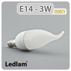 E14 250BCV 3W LED Bent Candle Bulb