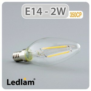 E14 350CP 2W LED Filament Candle Bulb