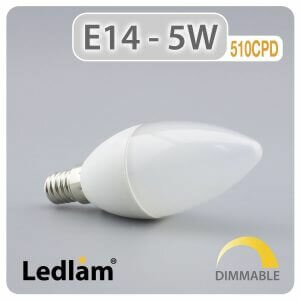 E14 LED Candle Bulb 5W 510CPD - dimmable
